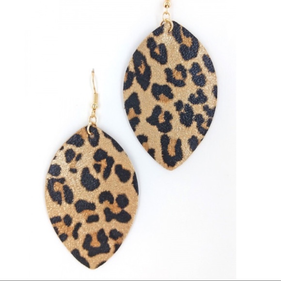 Happy Organics Boutique Jewelry - Leather Leopard Teardrop earrings